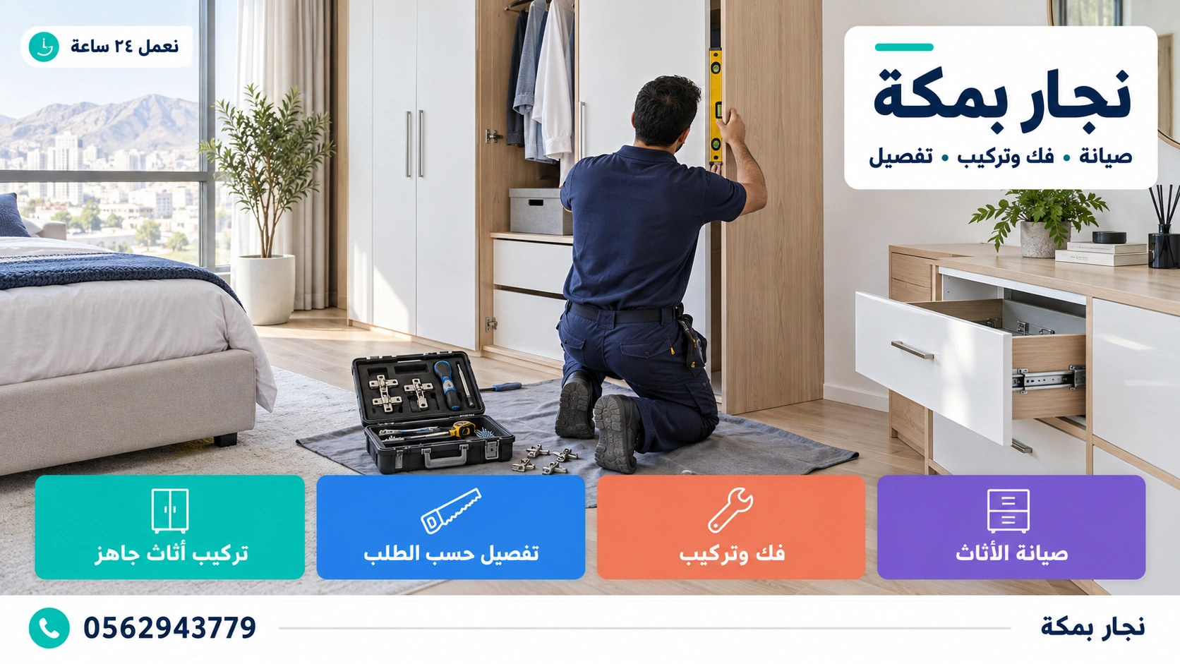 نجار بمكة 0562943779 | صيانة وفك وتركيب أثاث وإيكيا وتفصيل