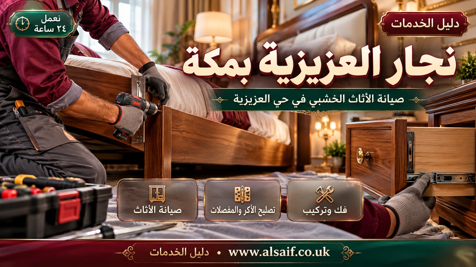 نجار مكة العزيزية | 0562943779 ◈ تصليح الأكر والمفصلات وتركيب أثاث إيكيا ٢٤ ساعة