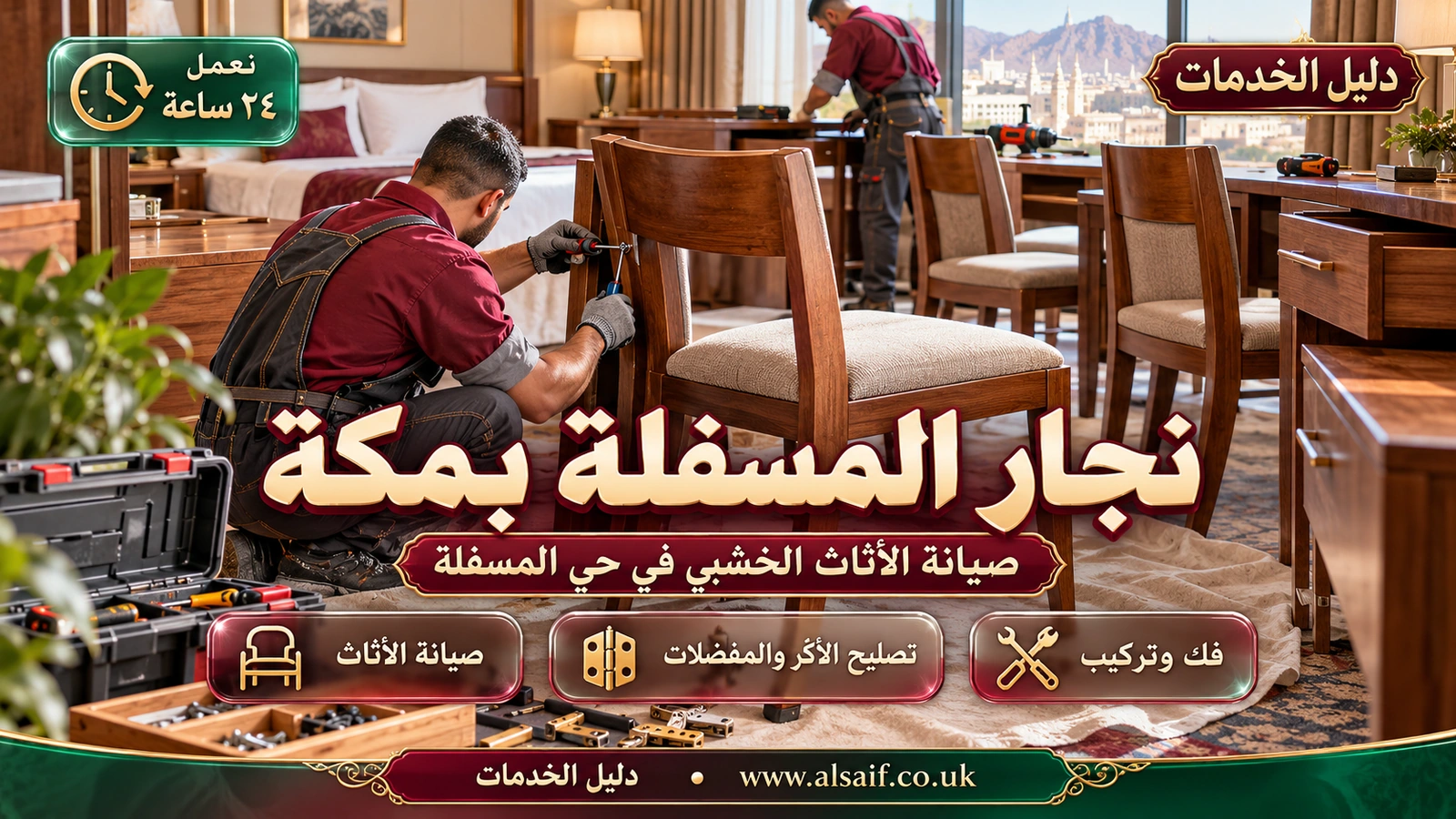 نجار مكة المسفلة | 0562943779 ◈ صيانة غرف الفنادق والشقق المفروشة وأقفالها