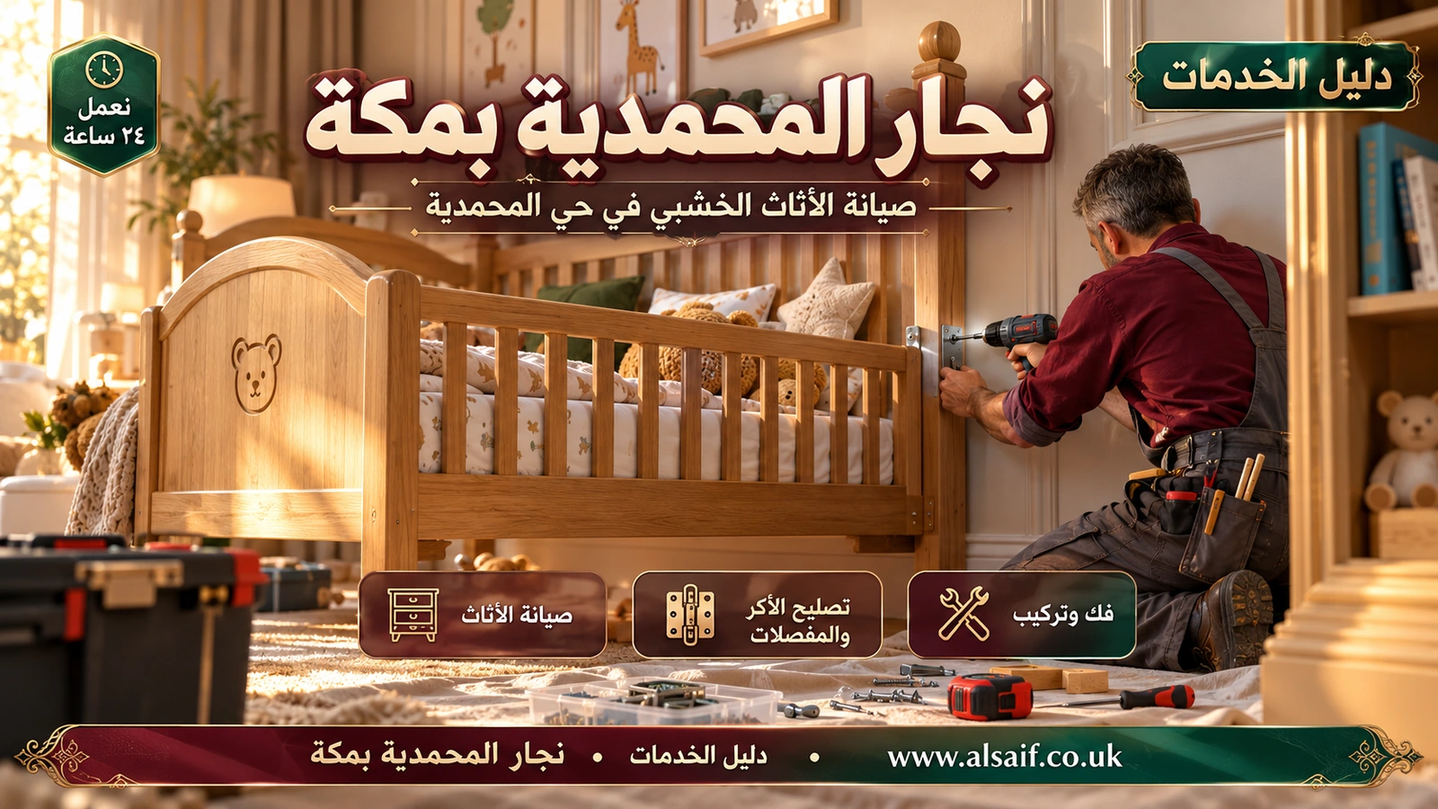 نجار مكة المحمدية | 0562943779 ◈ تركيب إيكيا وتصليح المفصلات وأدراج الفتح بالضغط