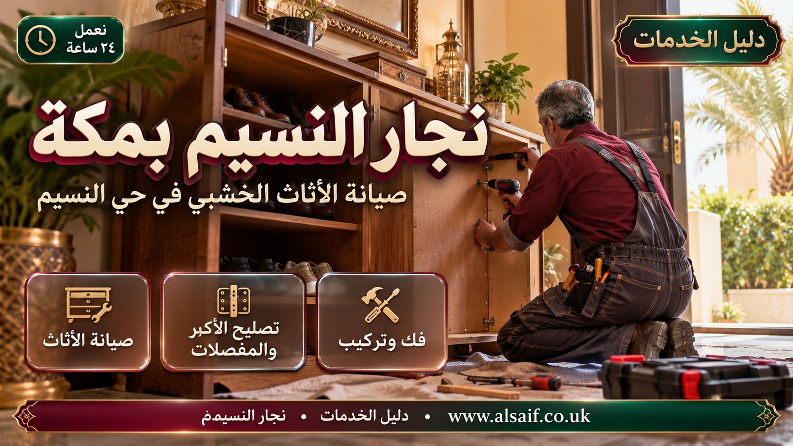 نجار مكة النسيم | 0562943779 ◈ تصليح أبواب وأكر وفك وتركيب غرف نوم تركي