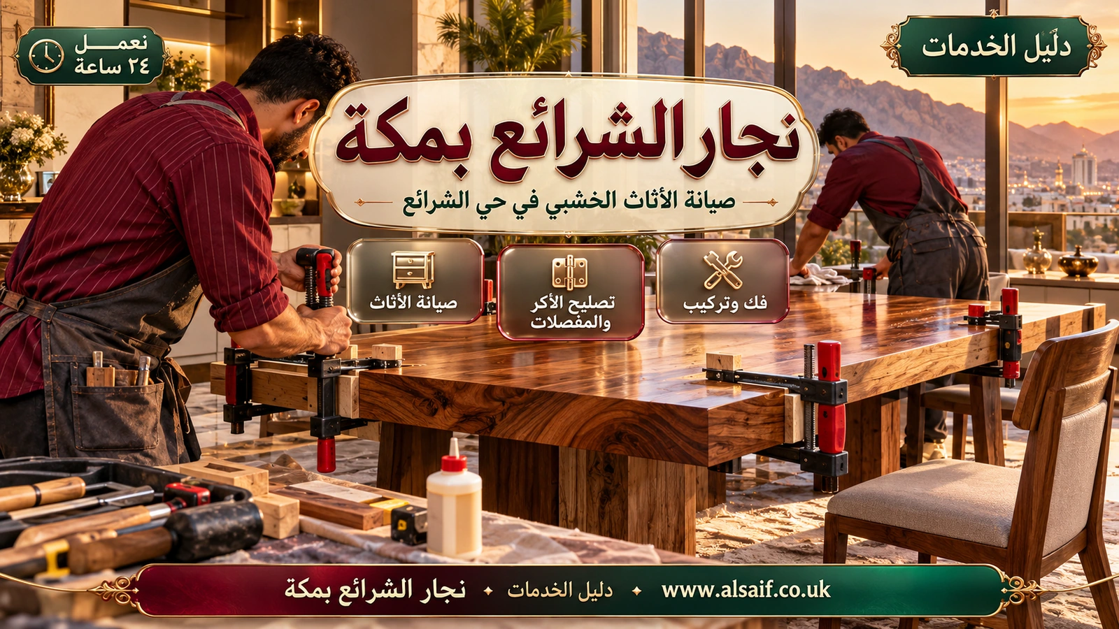 نجار مكة الشرائع | 0562943779 ◈ صيانة الأثاث وتغيير الكوالين وفك وتركيب غرف النوم